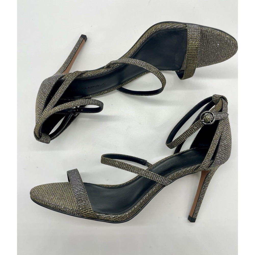 Banana Republic Bare High Heel Sandals Shoes Silver Gold Sz 9 Party Wedding